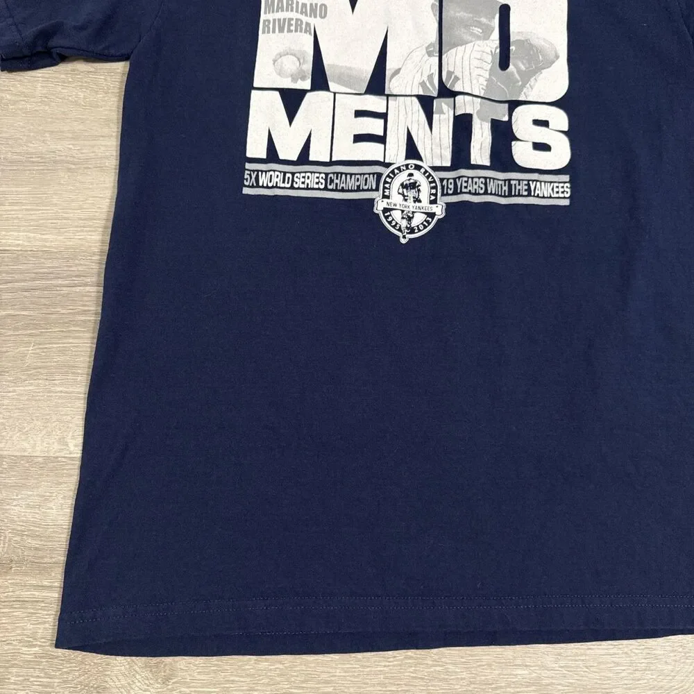 Mariano Rivera Shirt New York Yankees Moments Men's Blue Medium 100% Cotton